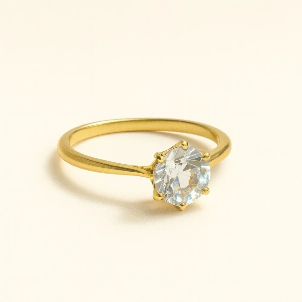 18K Gold Plated  Classic  Design Ring with Gemstone 💎